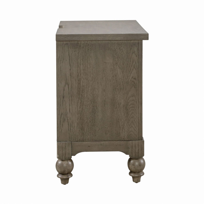 Americana Farmhouse 2 Drawer Nightstand in Dusty Taupe and Black