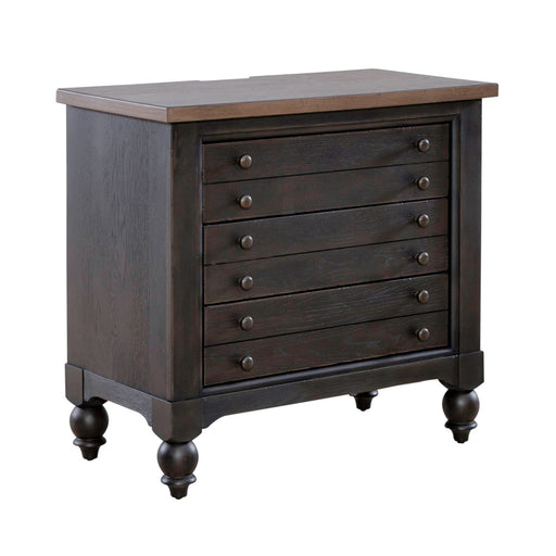 Americana Farmhouse 6 Drawer Bedside Chest in Black - homePLUS (Binghamton, NY)