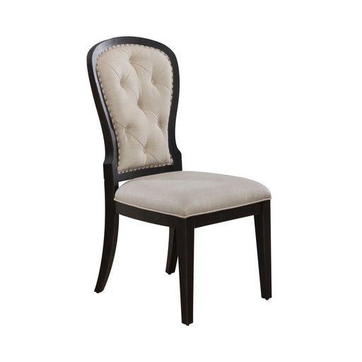 Americana Farmhouse Uph Tufted Back Side Chair - Black - homePLUS (Binghamton, NY)