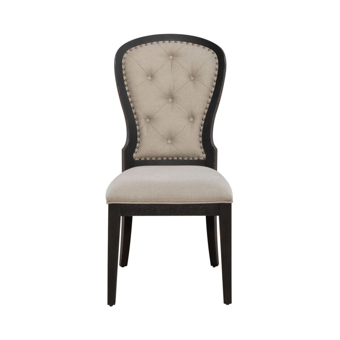 Americana Farmhouse Uph Tufted Back Side Chair - Black image