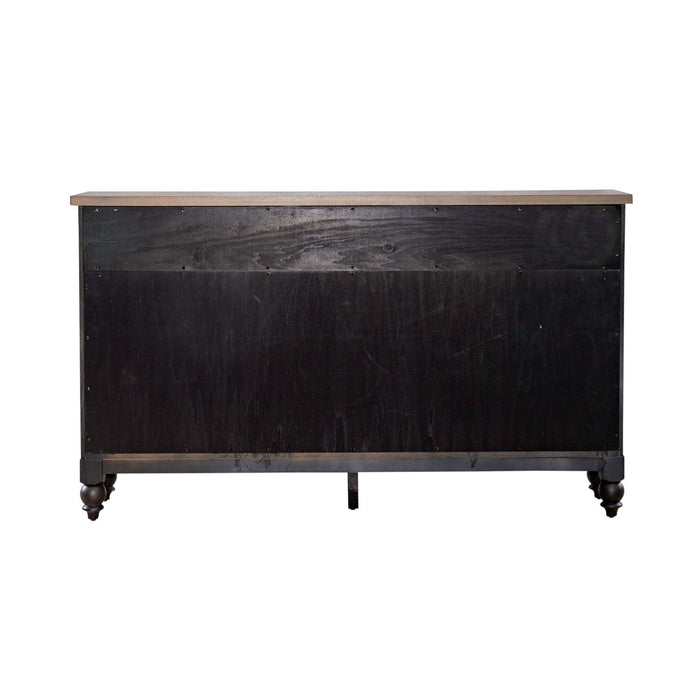 Americana Farmhouse Hall Buffet in Dusty Taupe & Black - homePLUS (Binghamton, NY)