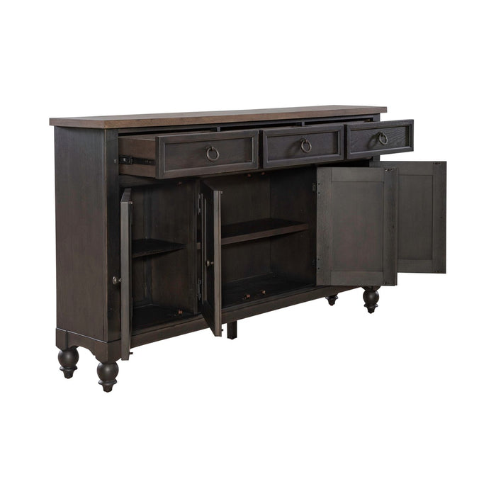 Americana Farmhouse Hall Buffet in Dusty Taupe & Black - homePLUS (Binghamton, NY)