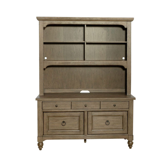 Liberty Furniture Americana Farmhouse Credenza & Hutch in Dusty Taupe