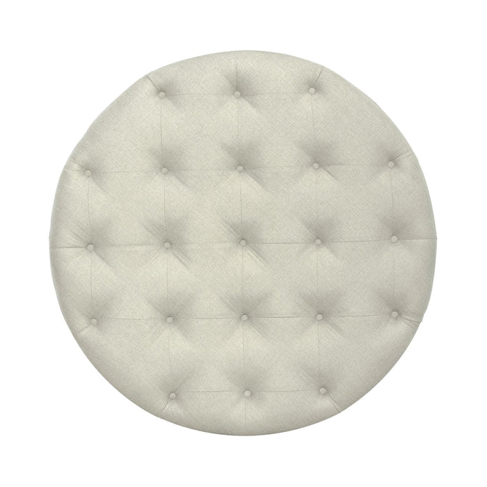 Americana Farmhouse Round Cocktail Ottoman in Dusty Taupe - homePLUS (Binghamton, NY)