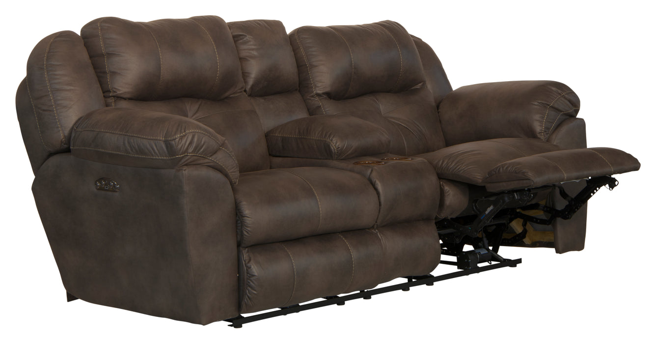 Ferrington Power Headrest Power Lay Flat Reclining Console Loveseat - homePLUS (Binghamton, NY)