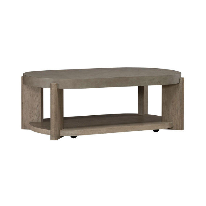 Affinity Oval Cocktail Table in Dusty Taupe with Concrete Top - homePLUS (Binghamton, NY)