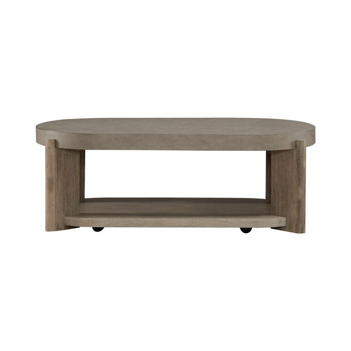 Affinity Oval Cocktail Table in Dusty Taupe with Concrete Top - homePLUS (Binghamton, NY)