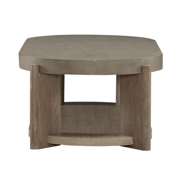Affinity Oval Cocktail Table in Dusty Taupe with Concrete Top - homePLUS (Binghamton, NY)