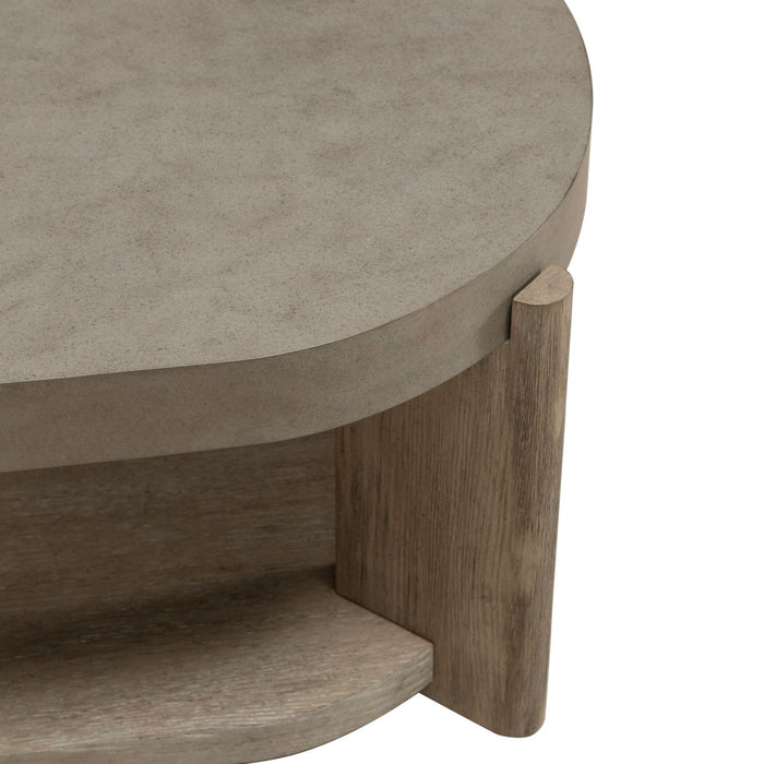 Affinity Oval Cocktail Table in Dusty Taupe with Concrete Top - homePLUS (Binghamton, NY)