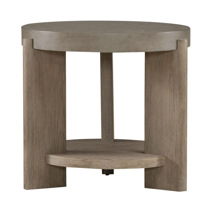 Affinity Round End Table in Dusty Taupe with Concrete Top image