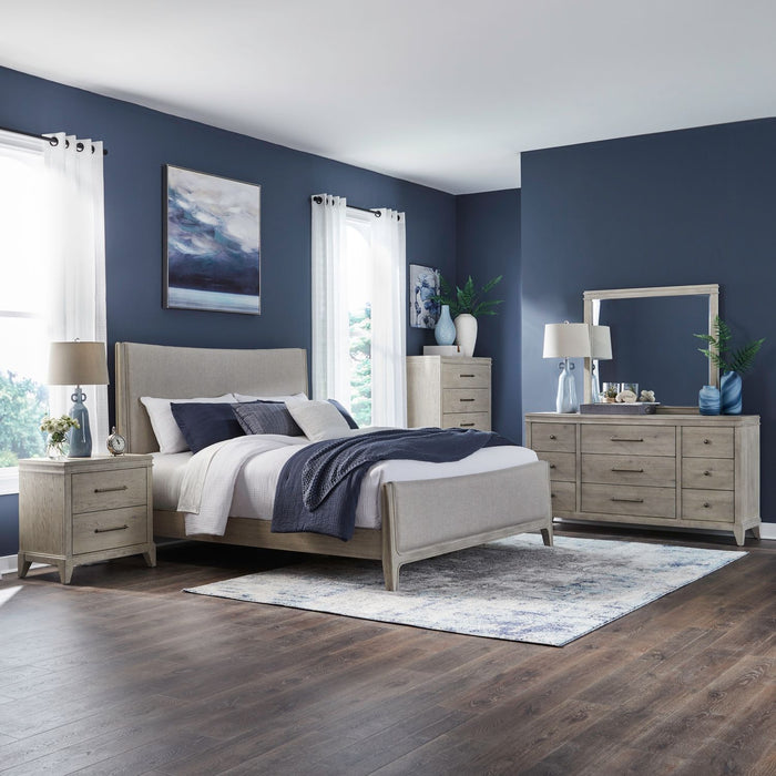 New Haven King California Uph Bed, Dresser & Mirror, Chest, Night Stand image