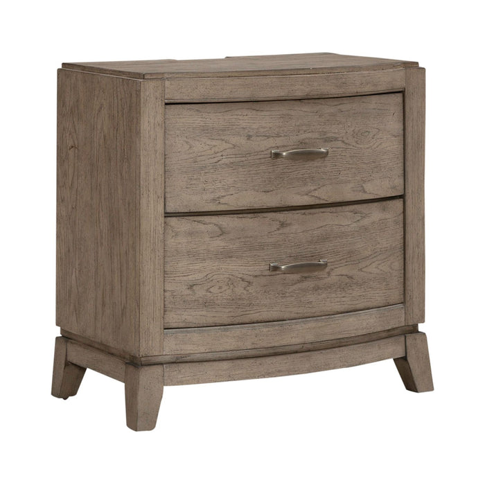 Avalon Nightstand with Charging Station in Burnished Beige
