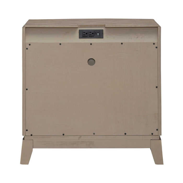 Avalon Nightstand with Charging Station in Burnished Beige