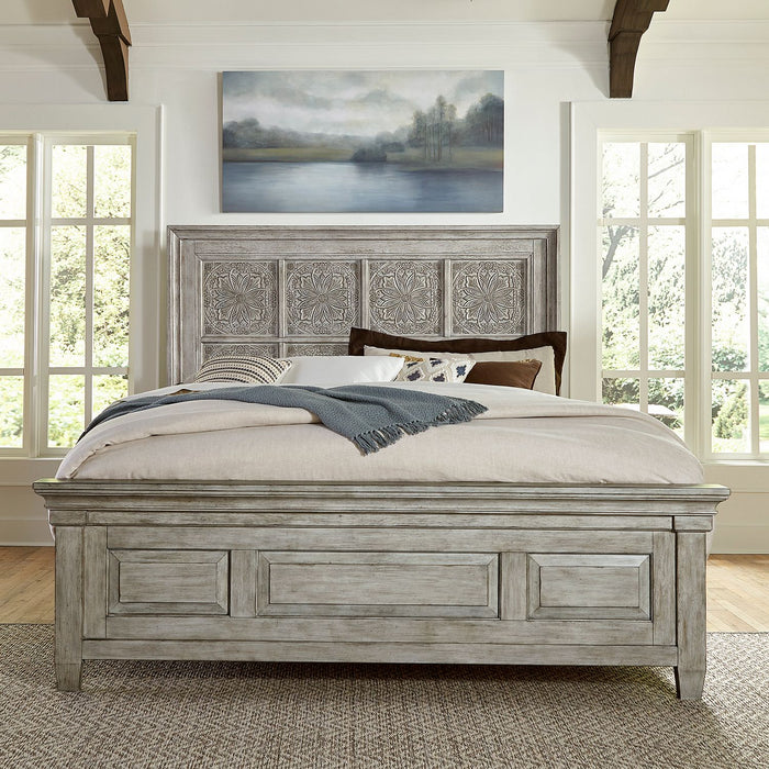 Heartland King Opt California Panel Bed, Dresser & Mirror, Chest