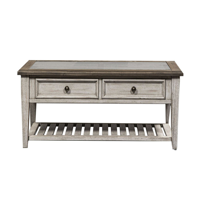 Heartland Rect Ceiling Tile Cocktail Table in Antique White - homePLUS (Binghamton, NY)