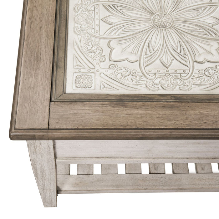 Heartland Rect Ceiling Tile Cocktail Table in Antique White - homePLUS (Binghamton, NY)