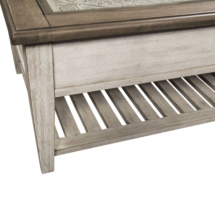 Heartland Rect Ceiling Tile Cocktail Table in Antique White - homePLUS (Binghamton, NY)