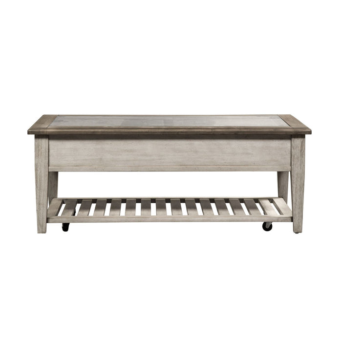 Heartland Rect Ceiling Tile Cocktail Table in Antique White - homePLUS (Binghamton, NY)
