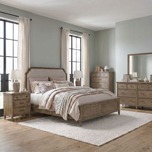 Hickory Grove California Uph Bed, Dresser & Mirror, Chest, Night Stand image