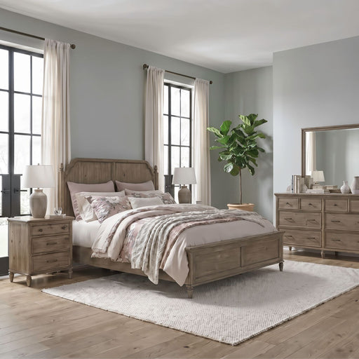 Hickory Grove Panel Bed, Dresser & Mirror, Night Stand image