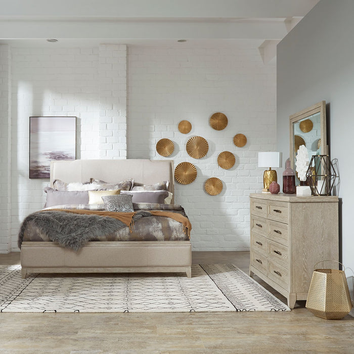 Belmar King California Upholstered Bed, Dresser & Mirror image