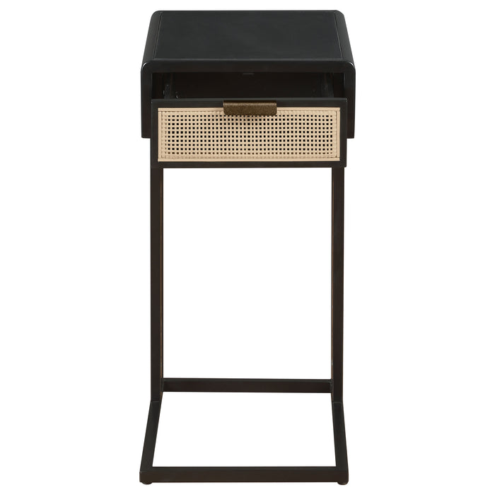 Amherst 1-drawer Radio Weave Cane Metal Side Table