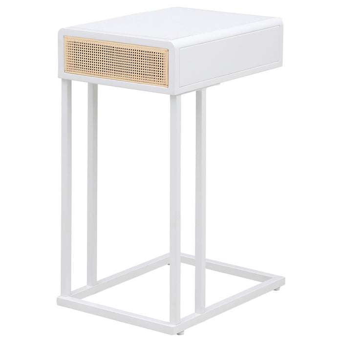 Amherst 1-drawer Radio Weave Cane Metal Side Table