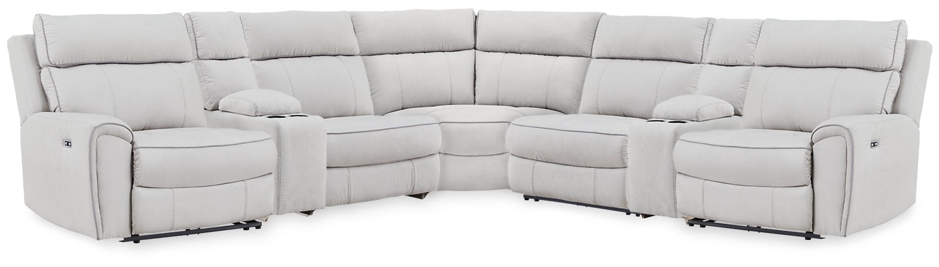 Social Pointe Reclining Sectional with Storage Consoles - homePLUS (Binghamton, NY)