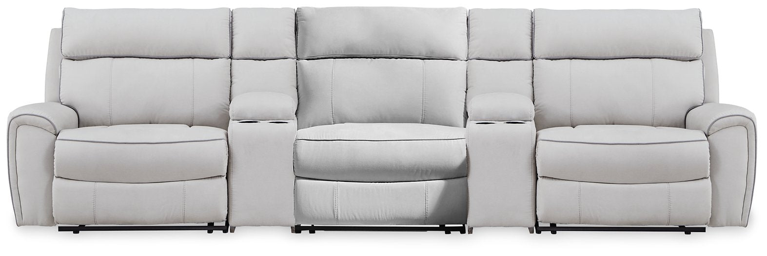 Social Pointe Reclining Sectional with Storage Consoles - homePLUS (Binghamton, NY)
