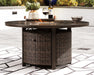 Paradise Trail Paradise Trail Fire Pit Table with 4 Nuvella Swivel Lounge Chairs - homePLUS (Binghamton, NY)