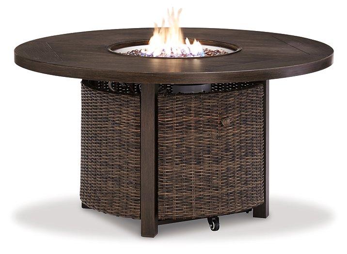 Paradise Trail Paradise Trail Fire Pit Table with 4 Nuvella Swivel Lounge Chairs - homePLUS (Binghamton, NY)