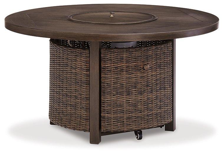 Paradise Trail Paradise Trail Fire Pit Table with 4 Nuvella Swivel Lounge Chairs - homePLUS (Binghamton, NY)