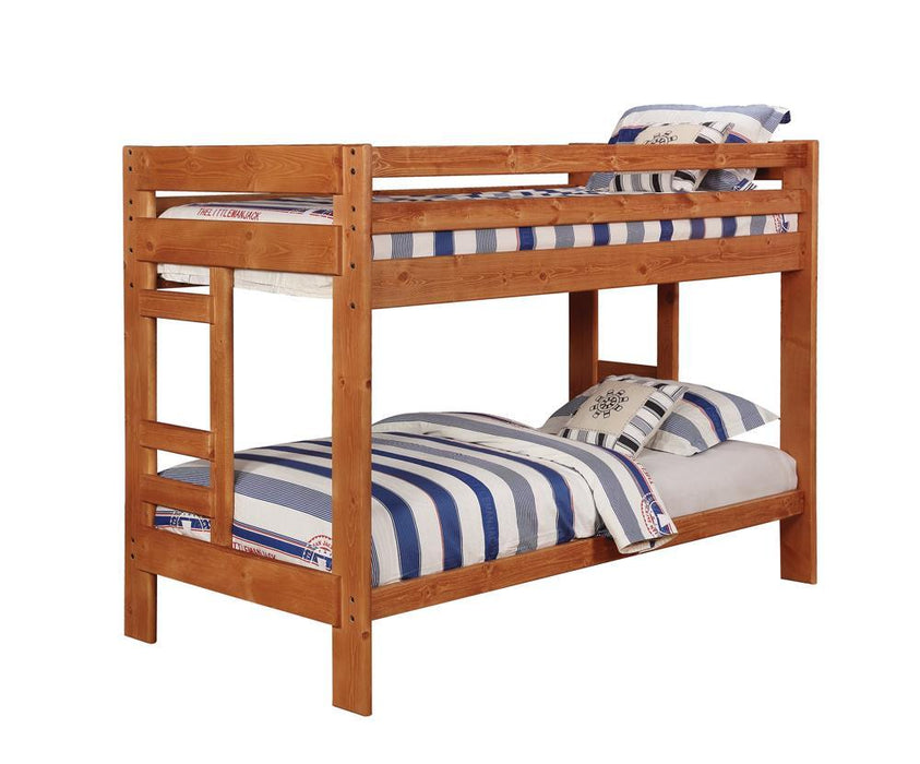 Wrangle Hill Twin Over Twin Bunk Bed Amber Wash