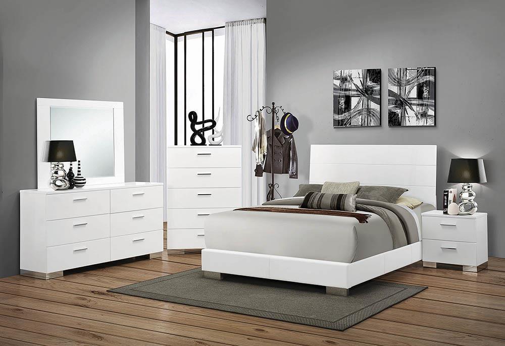 Felicity Eastern King Panel Bed Glossy White