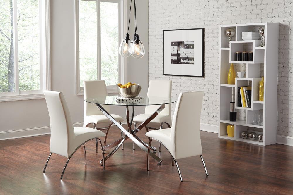 Beckham Round Dining Table Chrome and Clear