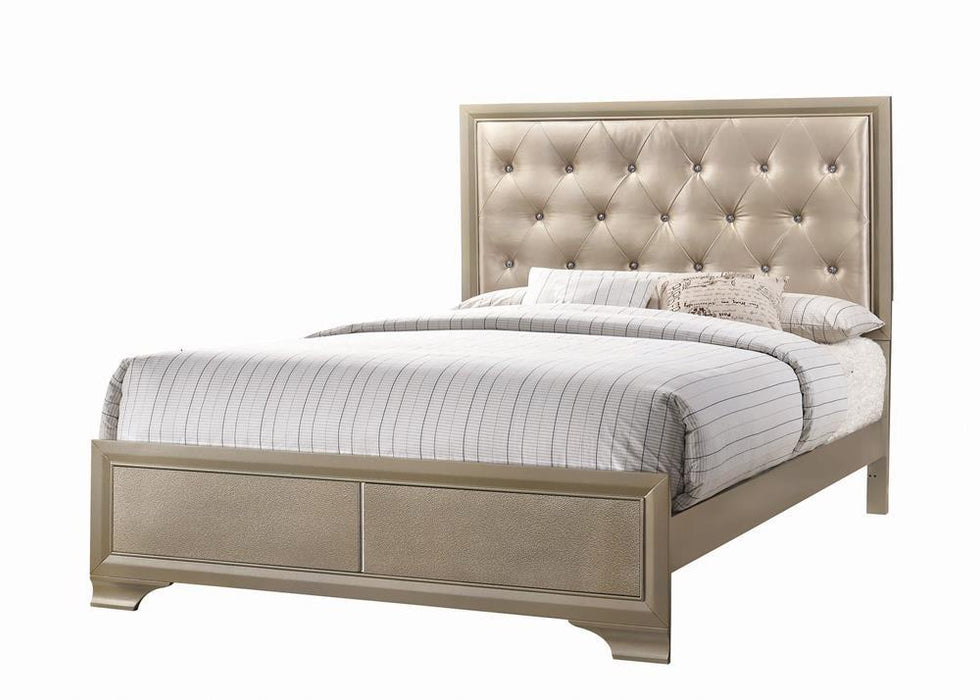 Beaumont Upholstered Eastern King Bed Champagne