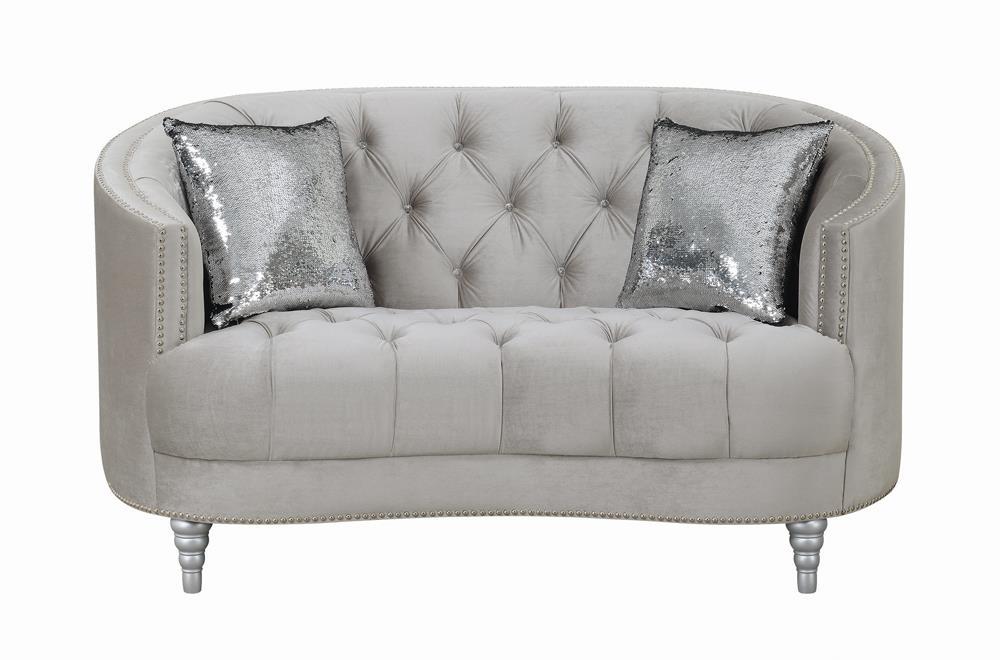 Avonlea Sloped Arm Tufted Loveseat Grey