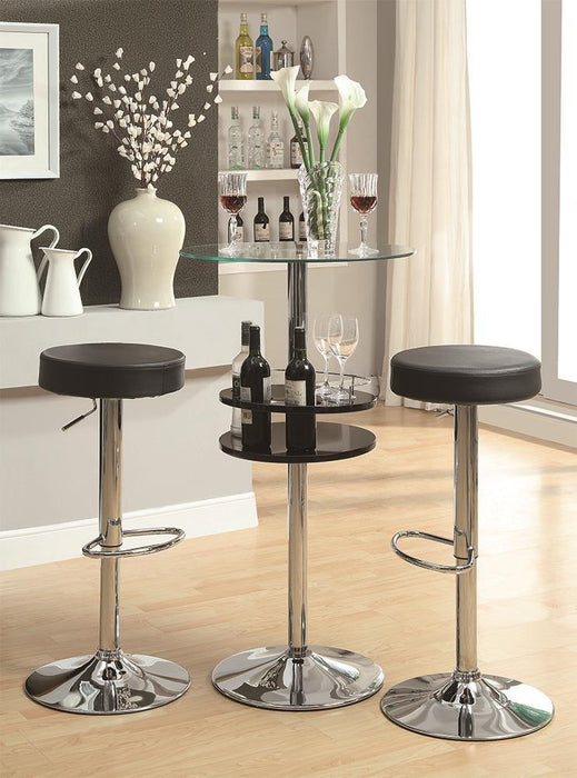 Gianella Glass Top Bar Table with Wine Storage Black and Chrome