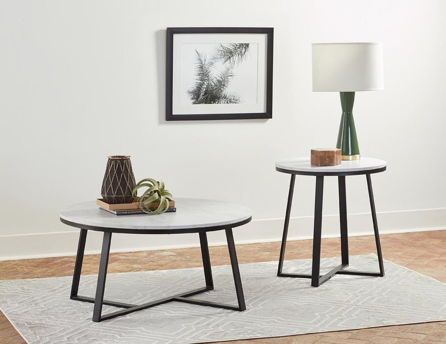 Hugo Round Coffee Table White and Matte Black - homePLUS (Binghamton, NY)