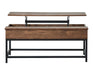 Byers Black Coffee Table with Hidden Storage Brown Oak and Sandy Black - homePLUS (Binghamton, NY)