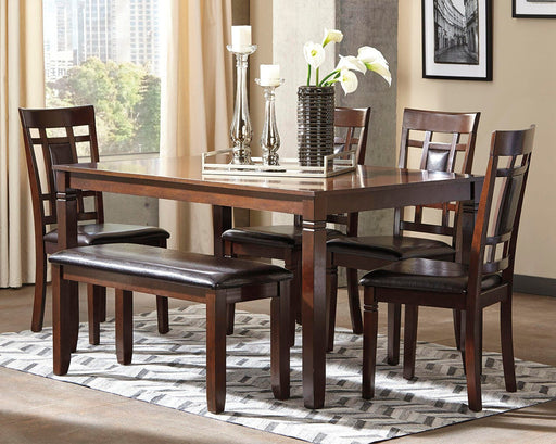 Bennox Dining Table and Chairs with Bench (Set of 6) - homePLUS (Binghamton, NY)
