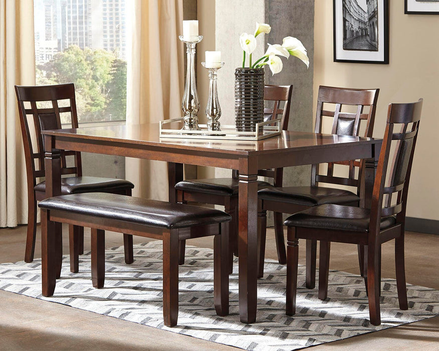Bennox Dining Table and Chairs with Bench (Set of 6) - homePLUS (Binghamton, NY)