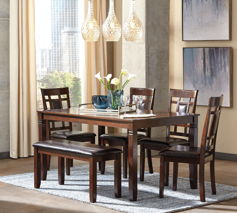 Bennox Dining Table and Chairs with Bench (Set of 6) - homePLUS (Binghamton, NY)