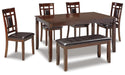 Bennox Dining Table and Chairs with Bench (Set of 6) - homePLUS (Binghamton, NY)