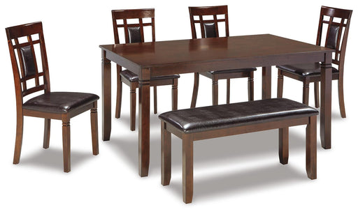 Bennox Dining Table and Chairs with Bench (Set of 6) - homePLUS (Binghamton, NY)