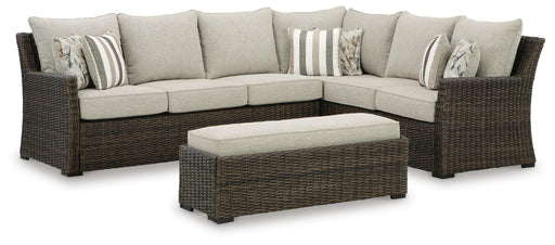 Brook Ranch Outdoor Sofa Sectional/Bench with Cushion (Set of 3) - homePLUS (Binghamton, NY)