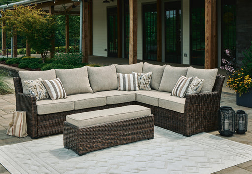 Brook Ranch Outdoor Sofa Sectional/Bench with Cushion (Set of 3) - homePLUS (Binghamton, NY)